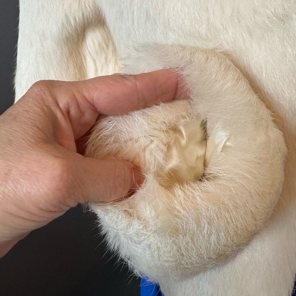 Vintage Split End LTD White Rabbit Fur Coat Size Small - Picture 7 of 10